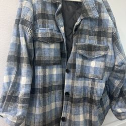 Plaid Blue Women’s Winter Coat, 3X