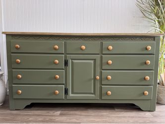 Olive Green Solid Wood Dresser or Buffet