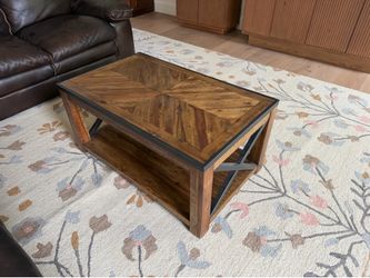 Rustic Wood & Metal Coffee Table- Good Condition
