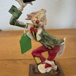 Prestige Clown holding hat Figurine & vintage ceramic clown figurine playing a violin,