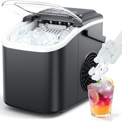 Countertop Ice Maker Machine 26LBS/24H,9 Ice Cubes Ready in 6 Mins,Automatic Clean Portable Ice Maker