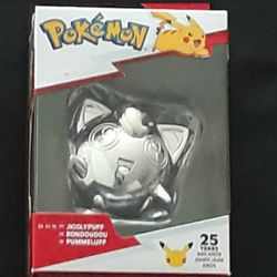 Pokemon 25th Celebration Silver Jigglypuff Battle Figurine - 3" Tall