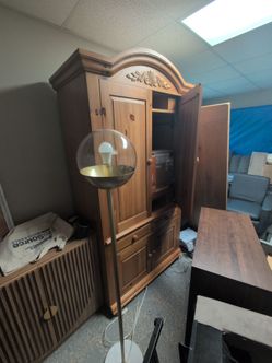 Solid Wood  TV Armoire with Carved Detail