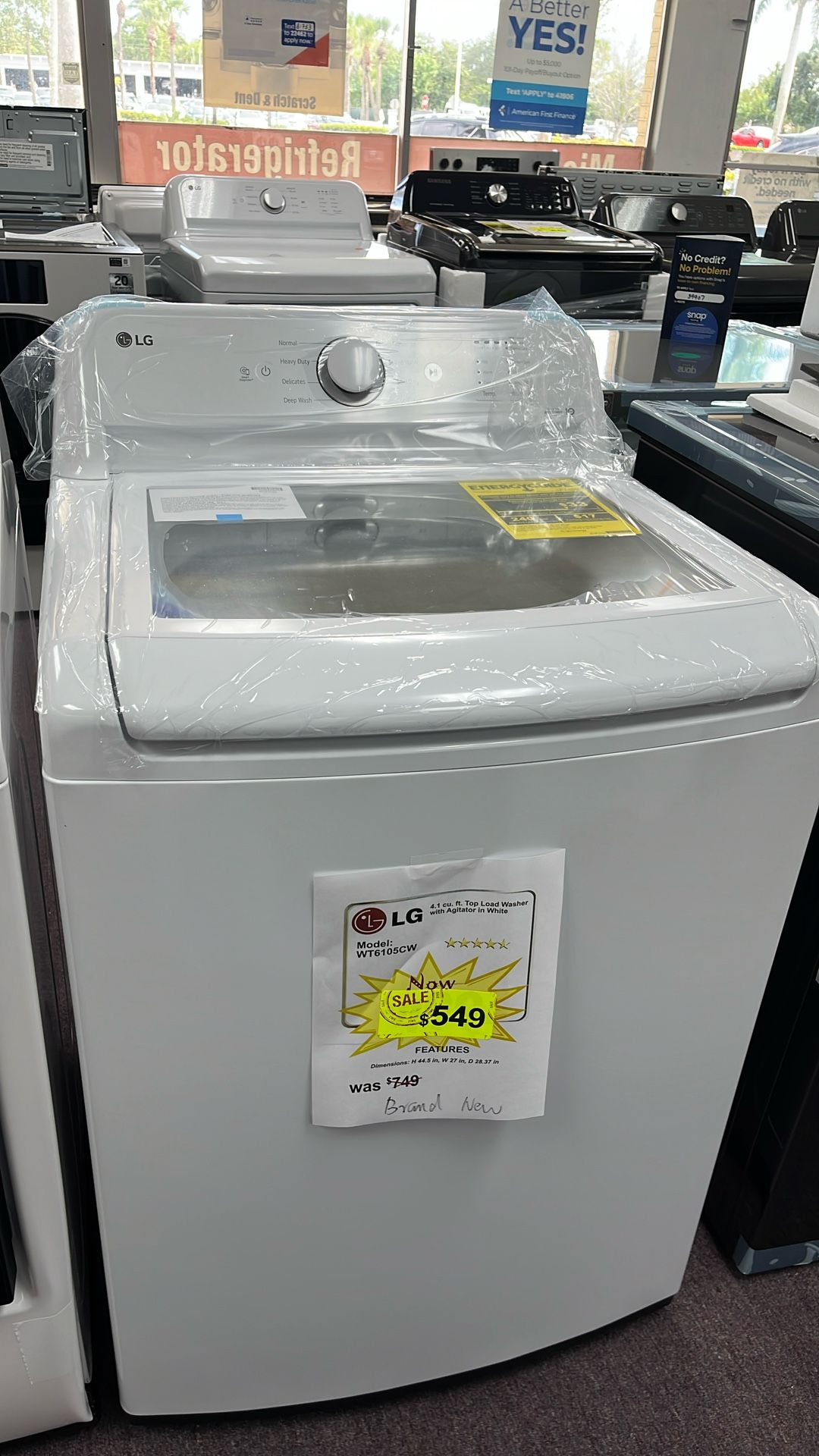 Washer Top Load New 1 Year Warranty