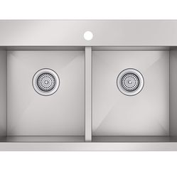 KOHLER 30-1/2 inch x 20 inch top-/under-mount double-equal bowl kitchen sink with single faucet hole 80167-1-NA