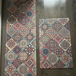 Boho Memory Foam. Anti Fatigue, Non Slip m, kitchen mats - 17.3x28+17.3x47”