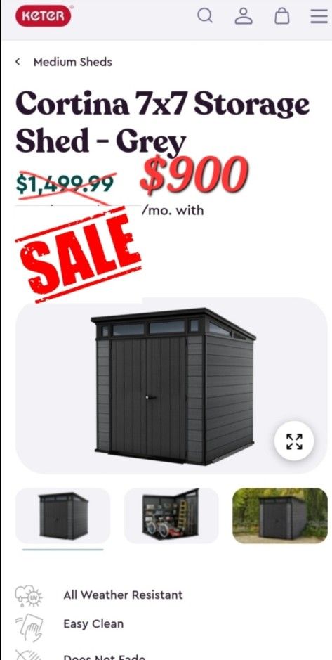 Keter Cortina 7x7 Storage Shed $900