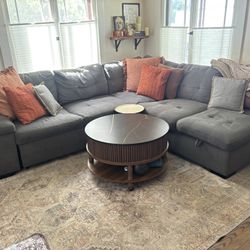 – MUST GO - L-Shaped Sectional w/ Pull-Out Bed + Storage