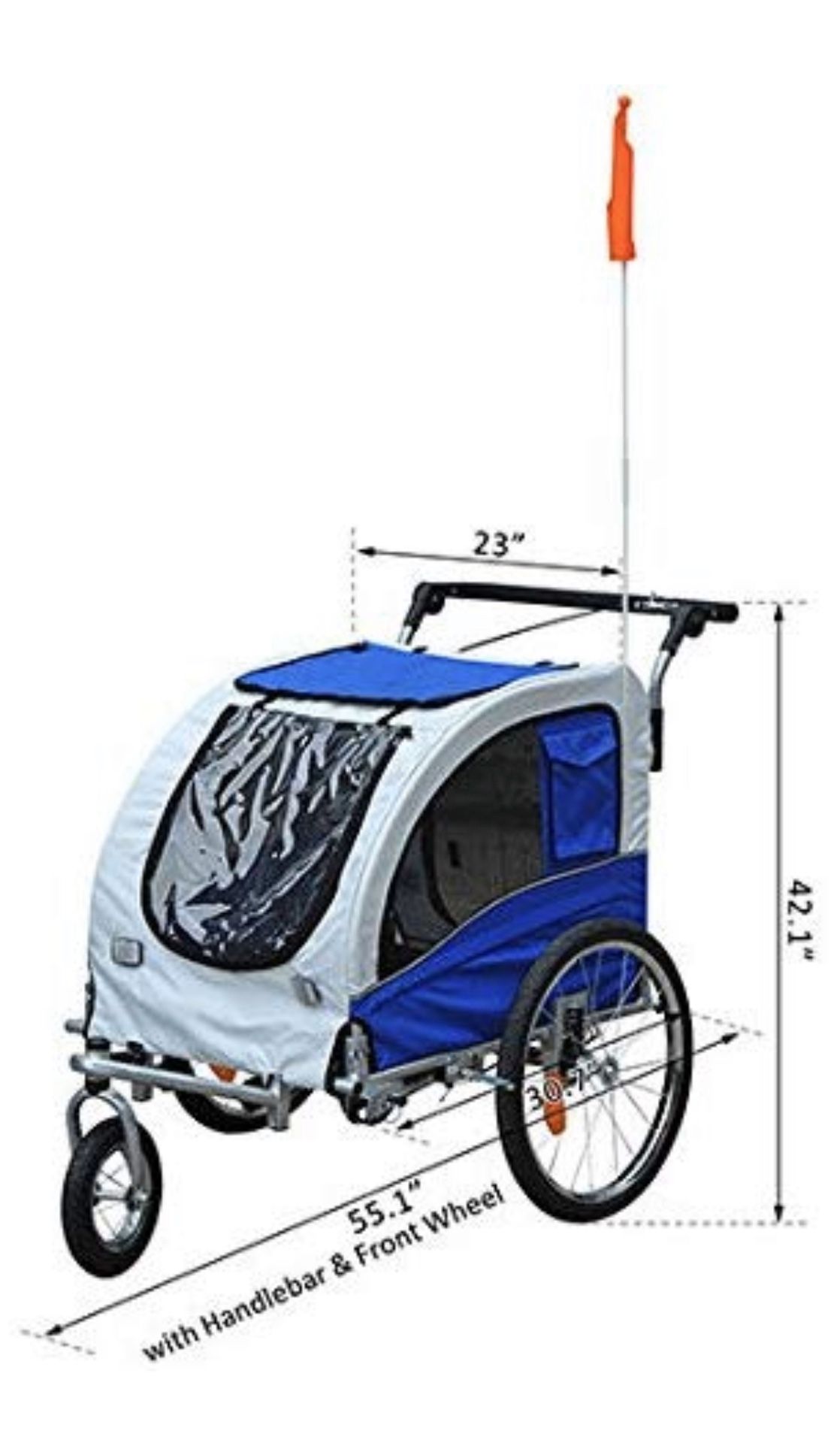 Aosom Elite II 2-in-1 Pet Dog Bike Trailer and Stroller with Suspension and Storage Pockets