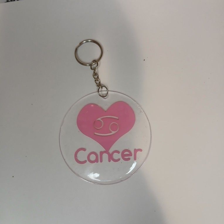 Pink heart handmade zodiac keychain 3 in