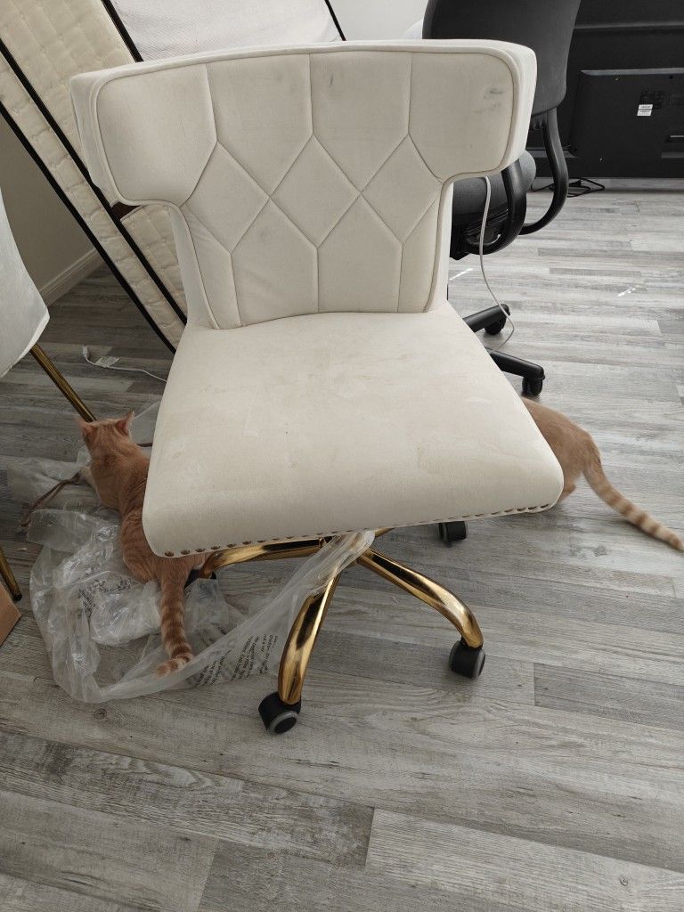Cream And Gold Office Chair