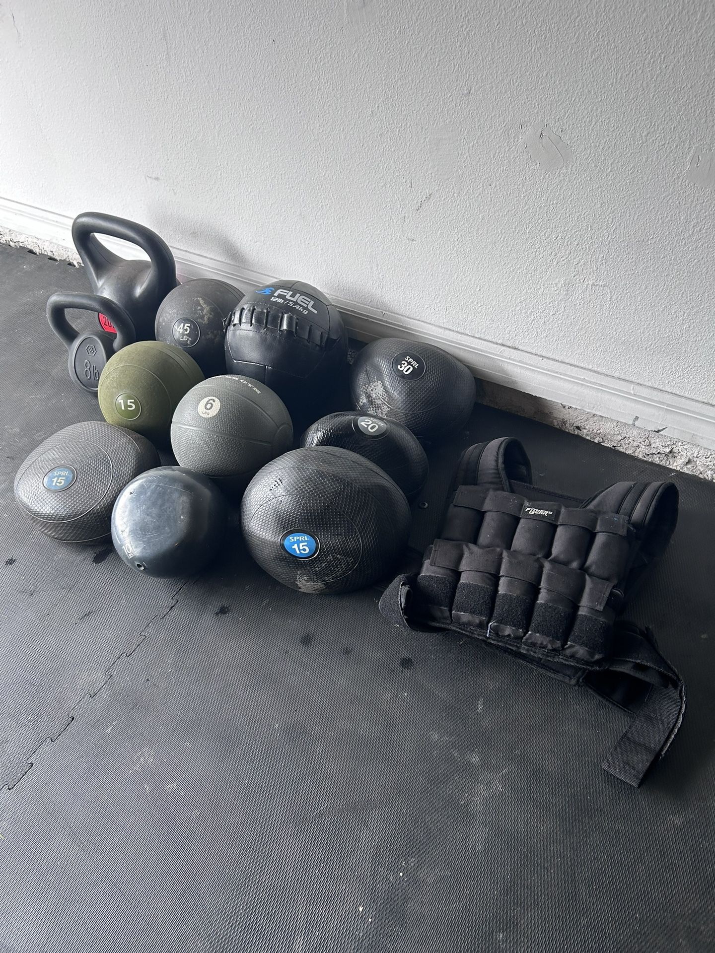 Slam Balls kettlebells and weight vest
