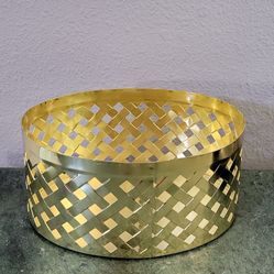 Vtg Oval Brass Plated Basket 7.5"X3.75"X5.25"
