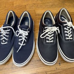 Sperry boat shoes 2 pairs Sz 8 black and blue