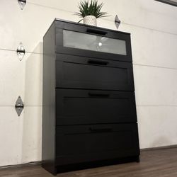 HUGE Black IKEA Dresser w/ Deep Drawers & Frosted Glass