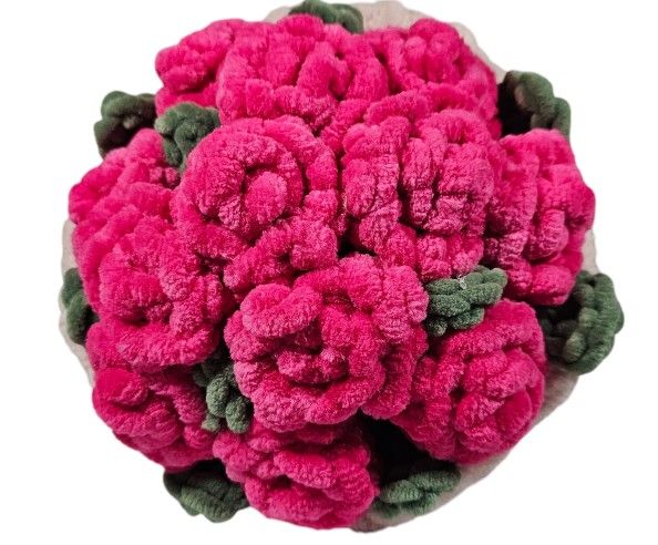 Crochet Bouquet Of Roses 10" Custom, Handmade Floral Arrangement
