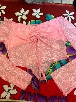 pink open cropped top