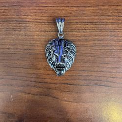 Antiqued Stainless Steel Lion Pendant
