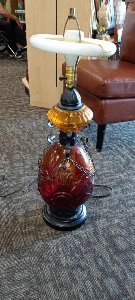 Vintage Lamp - Red/Orange