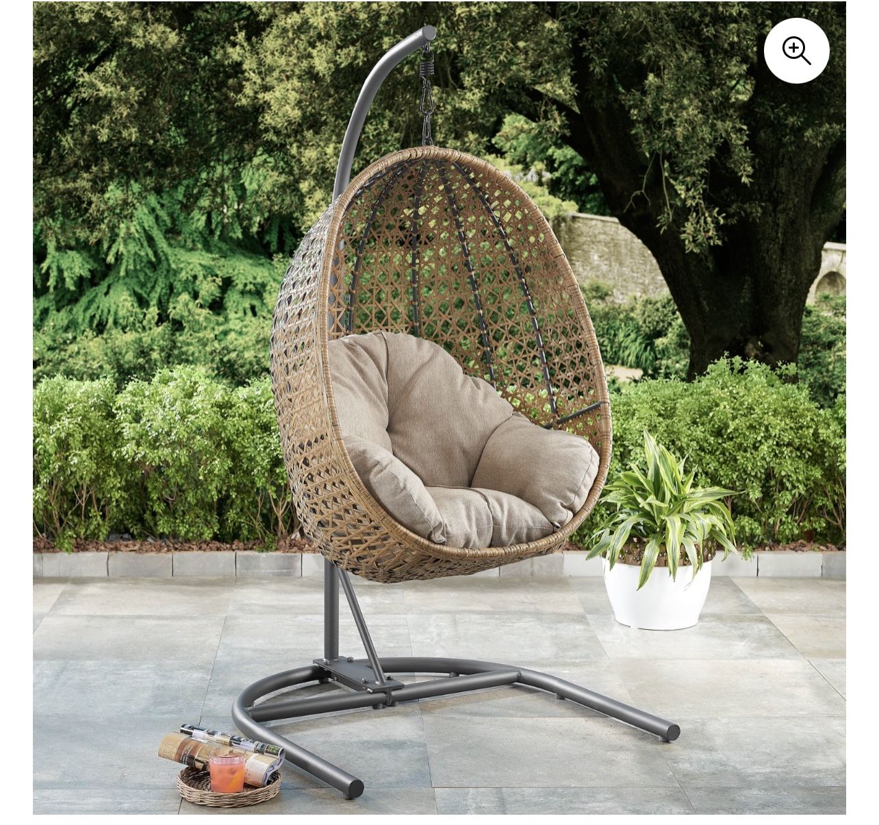 All Weather Single Outdoor Patio Egg Swing Chair w Stand