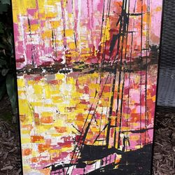 Mid-century oil painting on canvas