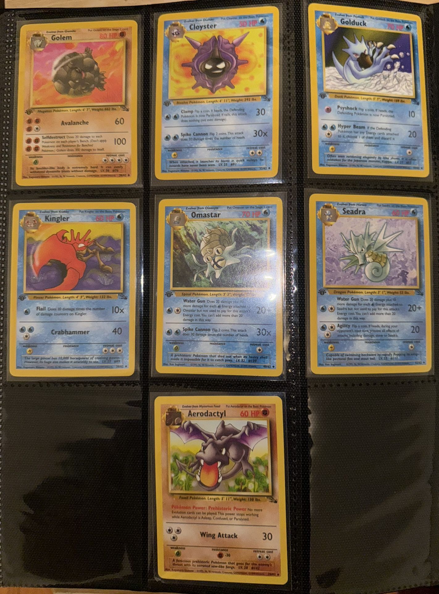 1st Edition Fossil Pokemon Cards Pack Fresh (7 Full Evolutions Uncommon/Rare)