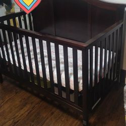 Espresso Baby Crib w/ Mattress — Disassembled