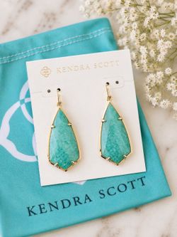 Kendra Scott Teal Amazonite Drop Earrings | Gold