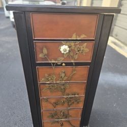 Beautiful Asian Style Large Wood Jewelry Cabinet