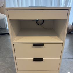 (MUST PICK UP TODAY) Modern Nightstand with Built-In Power Outlets (USB + Plugs)