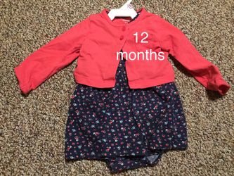 Baby girl dress carters with cardigan size 12 months summer spring