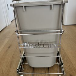 Pull Out Sliding Kitchen Trash Bin With Extra Recycling Can