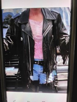 Black Fringe leather Jacket