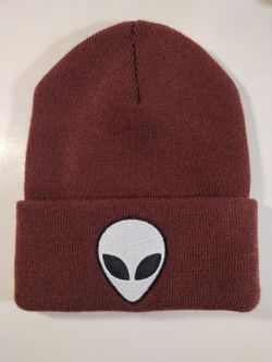 Alien Beanie Toque Adult One Size Black Knit Embroidered 100% Acrylic Skater Ski