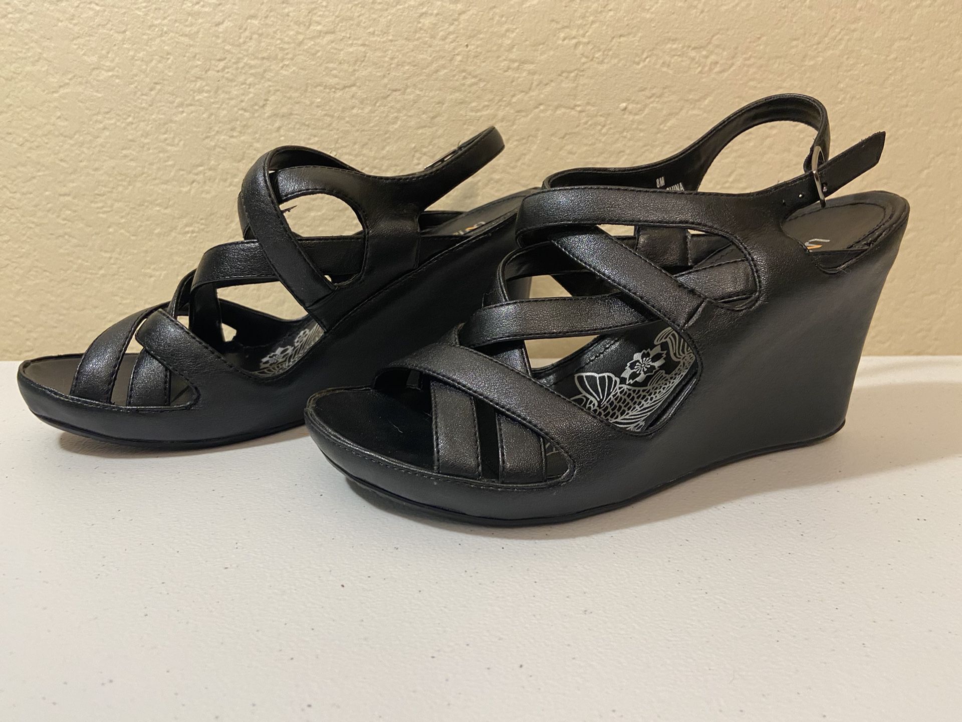 Unlisted Brand Black Wedge Sandals/heels- Women’s Size 8