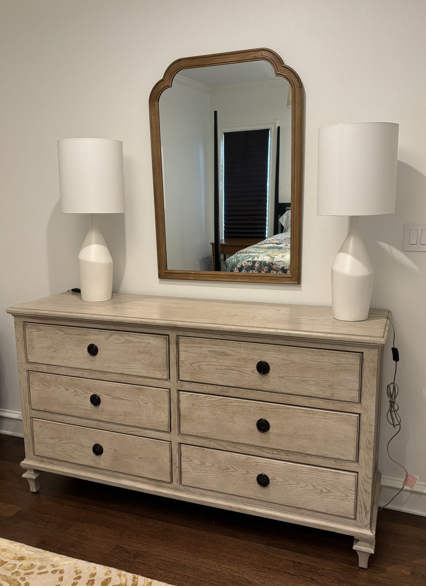 Pair Of West Elm Asymmetry White Ceramic Table Lamps