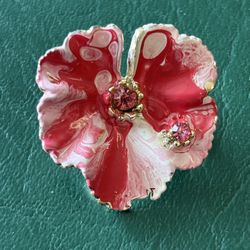 Red and Pink Flower Brooch