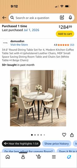 Dining table & 4 chairs