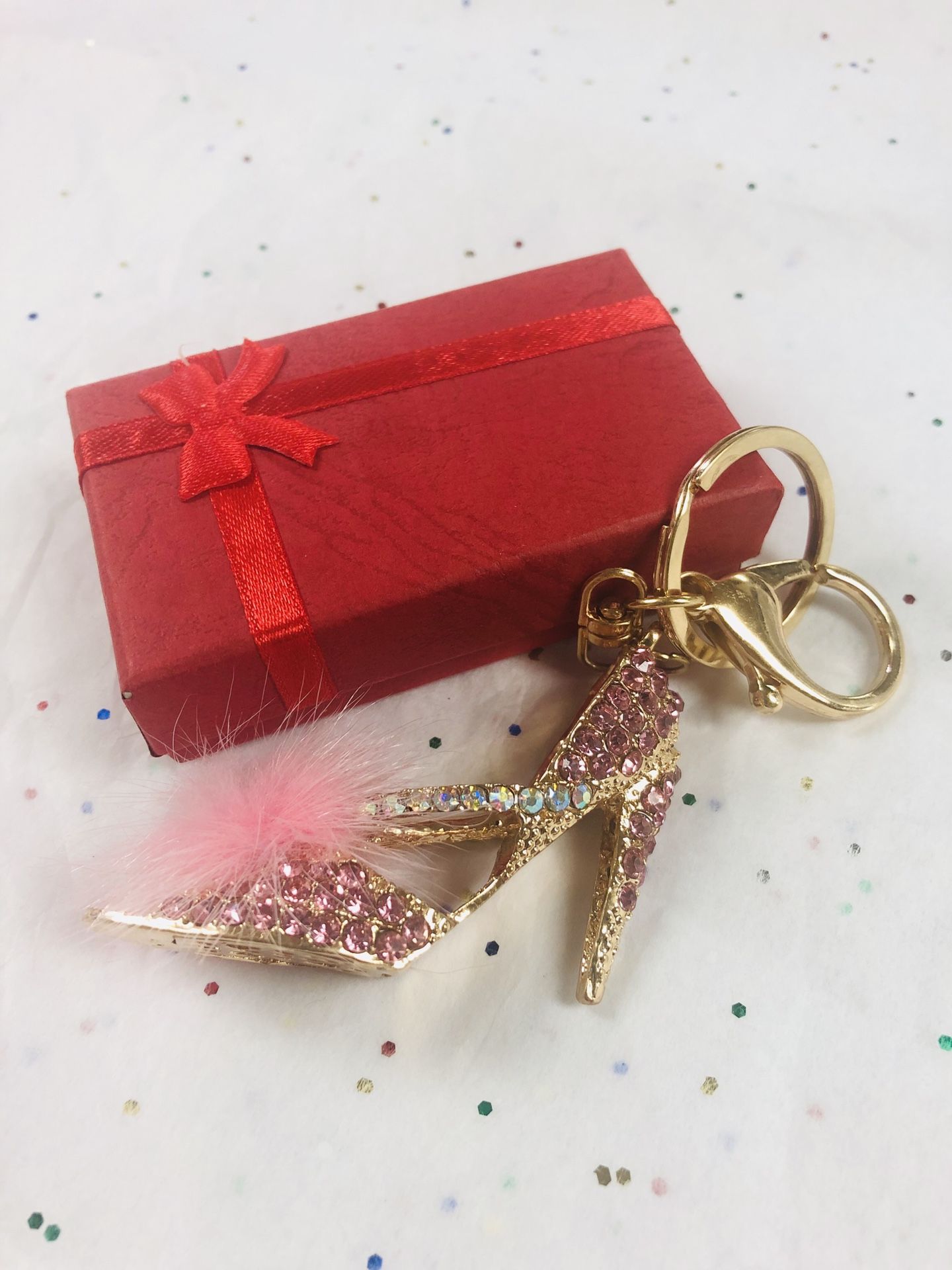 Pink and gold purse charm or keychain