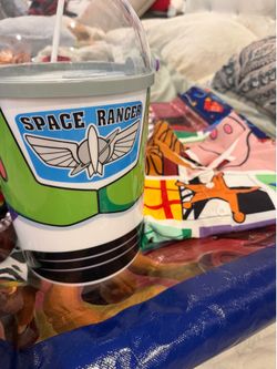BUZZ LIGHTYEAR POPCORN BUCKET AND BUTTON SHIRT