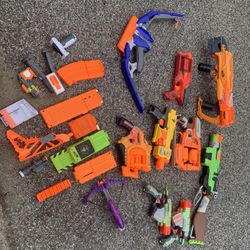 Nerf Gun And Accessories Lot Toy Guns Refill Nerf Bullets