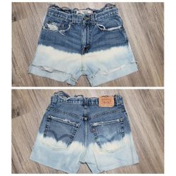 Levi's 569 Distressed Cutoff Bleached Denim Shorts Reworked