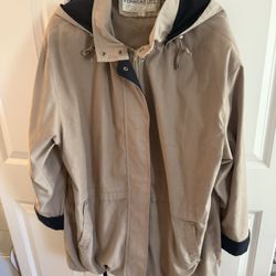 Beige and black Forecast raincoat / trench#raincoat size large with hood