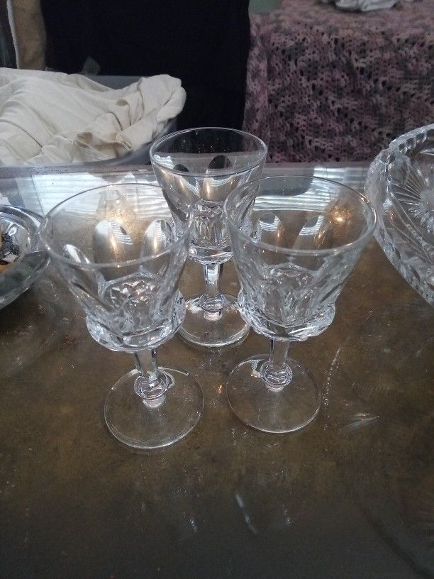 3 Glasses Very Old. Cut Glass