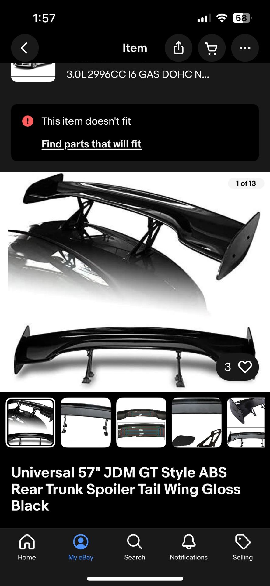 GT Style Wing 57 Inch 