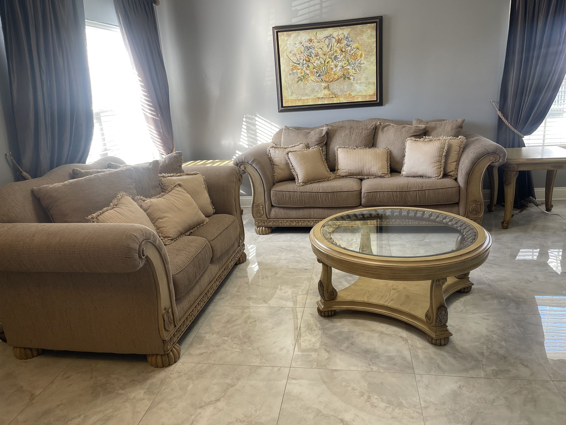Sofa, Console Table, And Love Seat