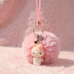 Sanrio Hello Kitty Keychains With Furball And Charm