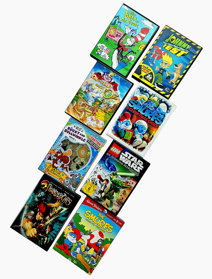 Animated Cartoons DVD Lot Thundercats Star Wars Dr Suess Tom & Jerry Smurfs Kids Family