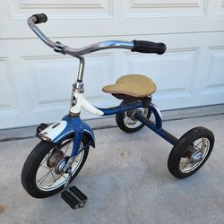 Antique 1940s era Taylor Metal Kids Blue & White Tricycle