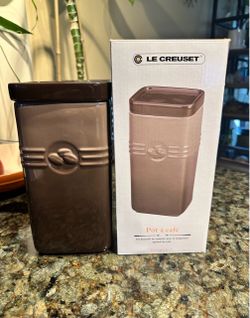 NEW rare Le Creuset Coffee Storage Jar in shade Truffle - vintage, no longer in production